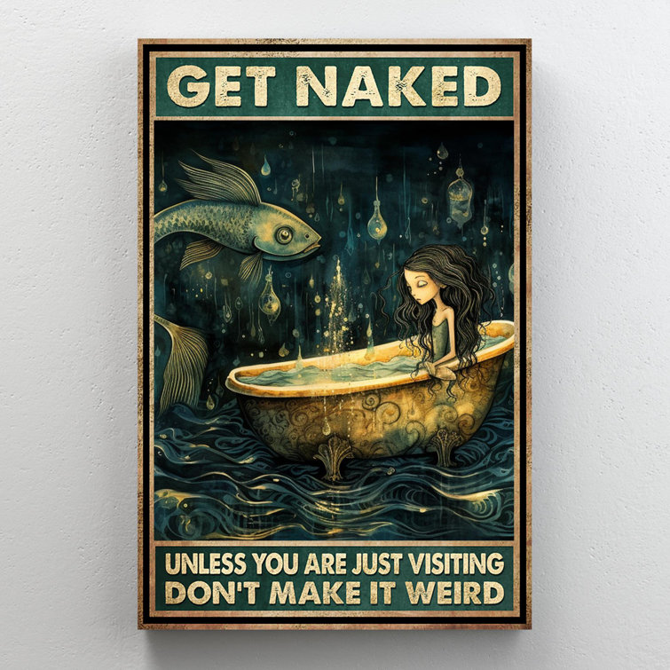 Trinx Cartoon Girl Get Naked On Canvas Graphic Art | Wayfair